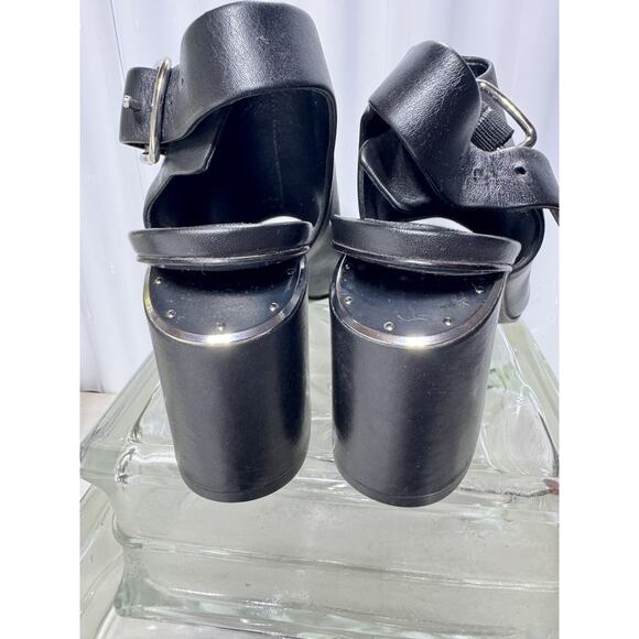 Alexander Wang Nadia Sandals Pumps Block Heels Leather Black 38.5 = US 8.5 $495 - Picture 4 of 7